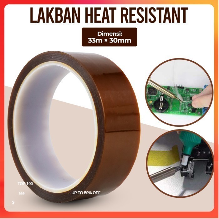 

Tape Lakban Heat Resistant High Temperature Adhesive 33m x 30mm