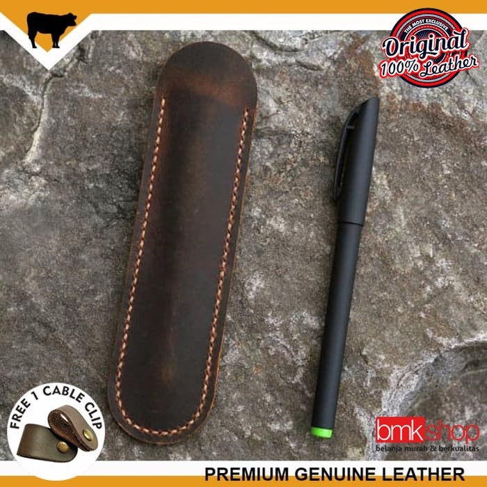 

Tempat pensil dan tempat pulpen kulit asli crazy horse vintage handmad - BLACK