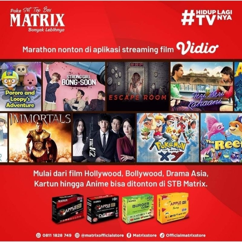 STB Matrix Apple Merah Set Top Box TV Digital Dongle Matrix Cooling Pad Pendingin STB