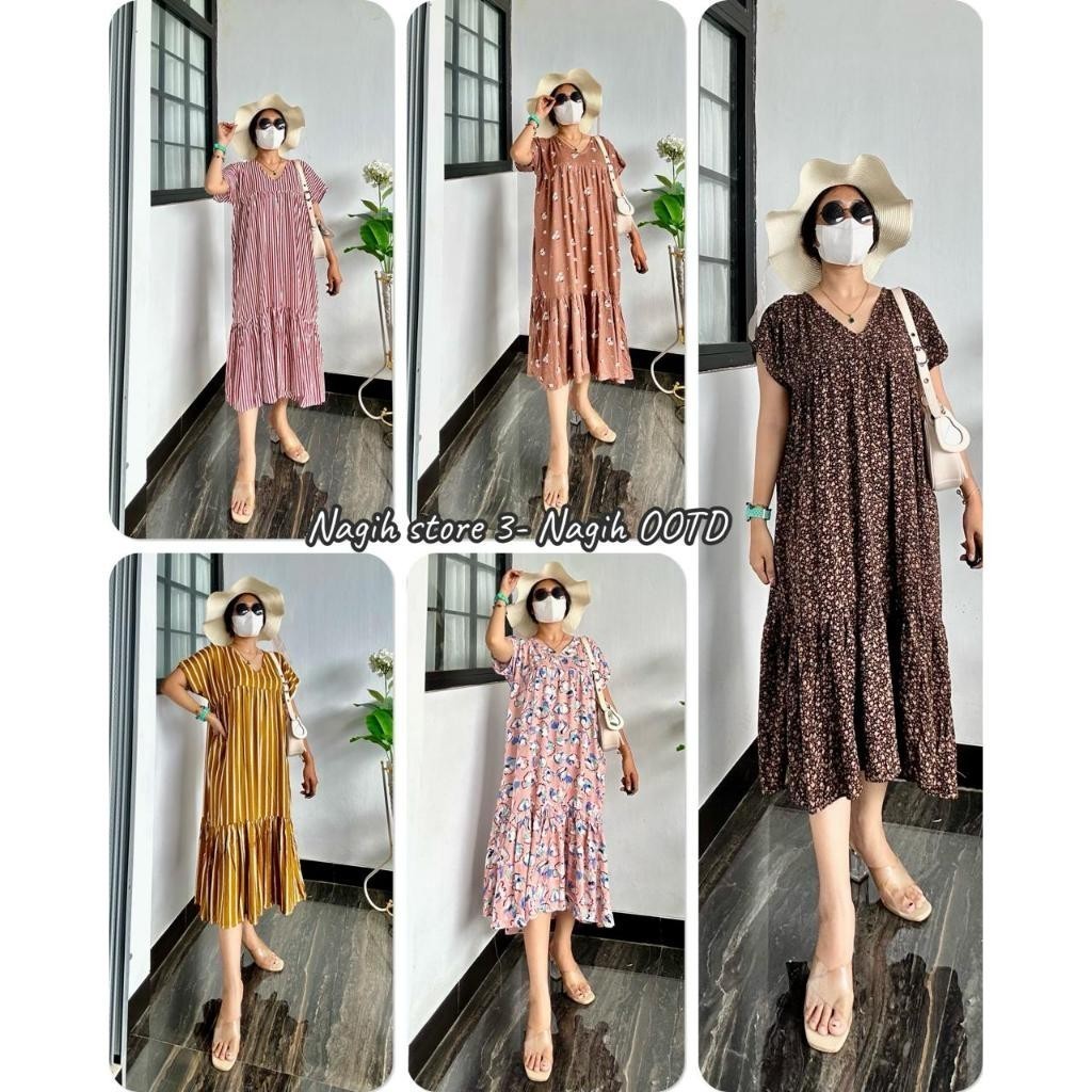 DASTER PRILLY DRESS HOMEWEAR RAYON JUMBO PREMIUM MURAH GROSIR terlaris Nagih Hijab