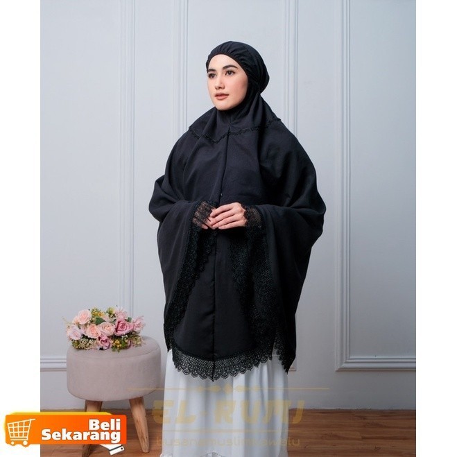 HIJAB BERGO UMROH HITAM UKURAN JUMBO