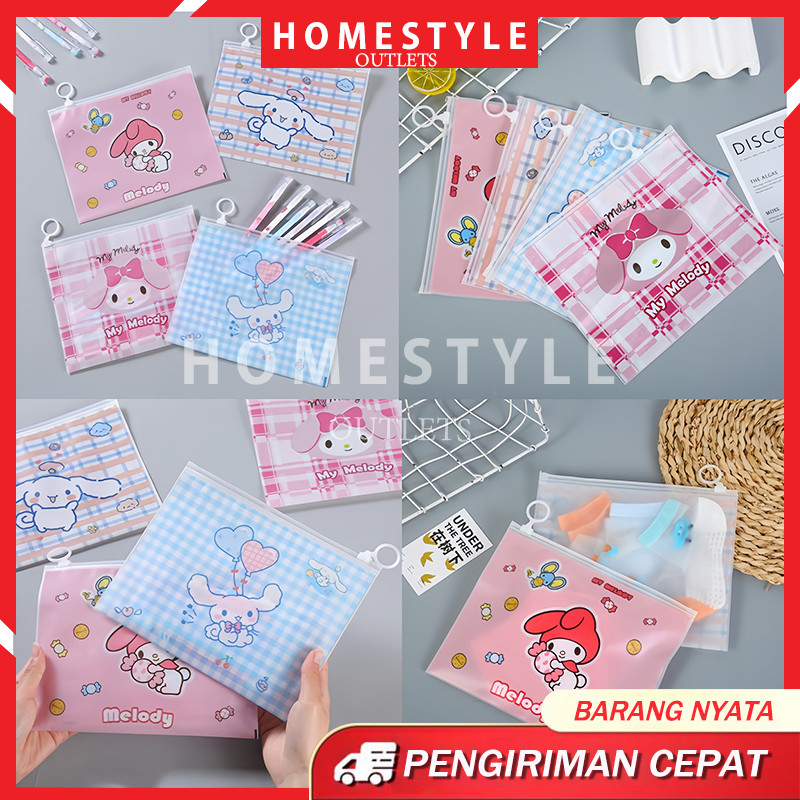 

HSO Pouch Ziplock Organizer Motif Sanri0 Rabbit Cat kucing Tempat Alat Tulis Zipper Pouch Atk Stationary Bag File Folder