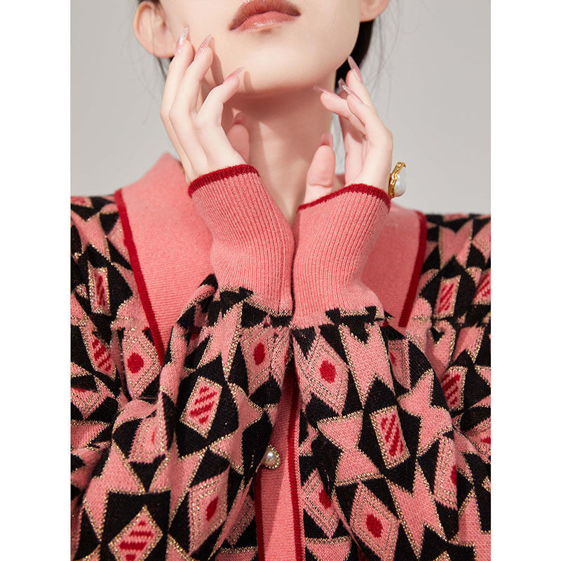 French polo neck knitted dress for women's clothing 2023etro plaid light luxury mid length skirt