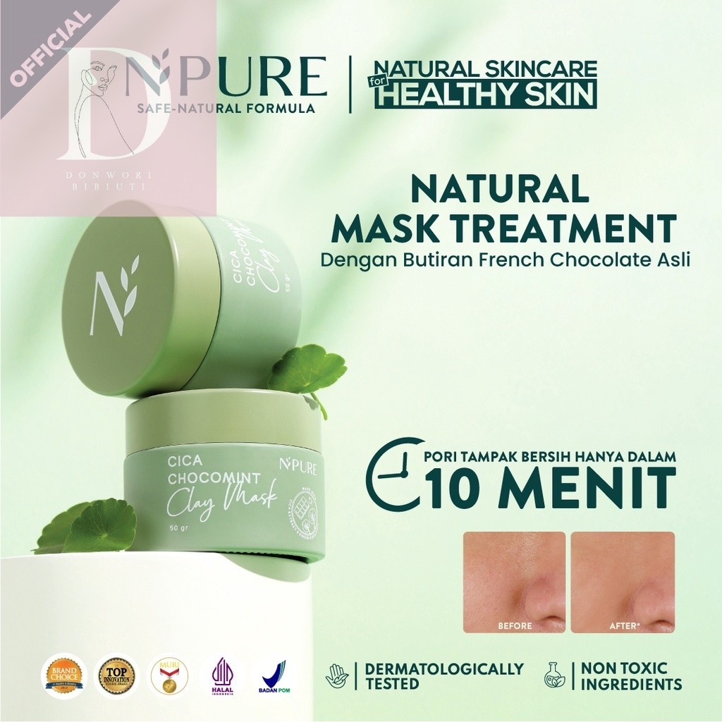 NPURE Chocomint Clay Mask / Masker Anti Jerawat Komedo / Masker Kulit Berminyak