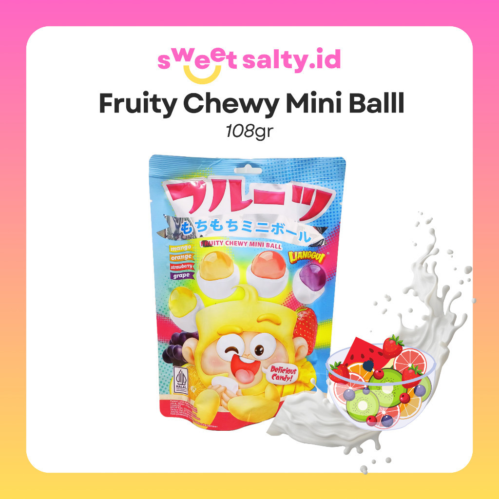 

[SWEETSALTY.ID] Lianggui Fruity Chewy Mini Ball Soft Candy 108gr | Permen Lunak Rasa Buah | Permen Buah | Permen Jelly | Milk Candy | Snack Halal
