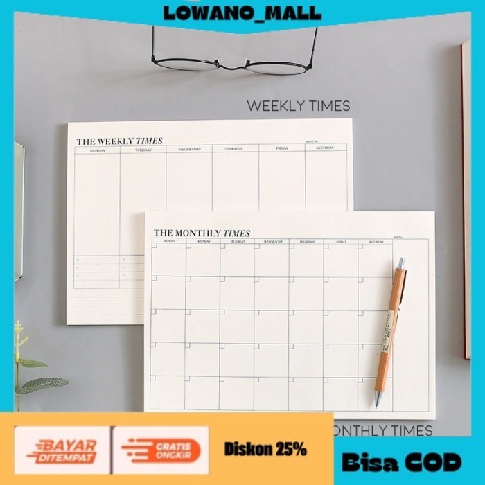 

[[LOWANOMALL6]] TERLARIS Planner Notepad Tear Weekly Memopad Journal Jurnal Mingguan Catatan MONTHLY TIMES COD