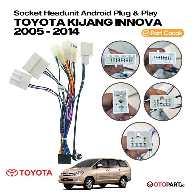 Soket Kabel PNP Head Unit Android Toyota Kijang Innova 2005-2014