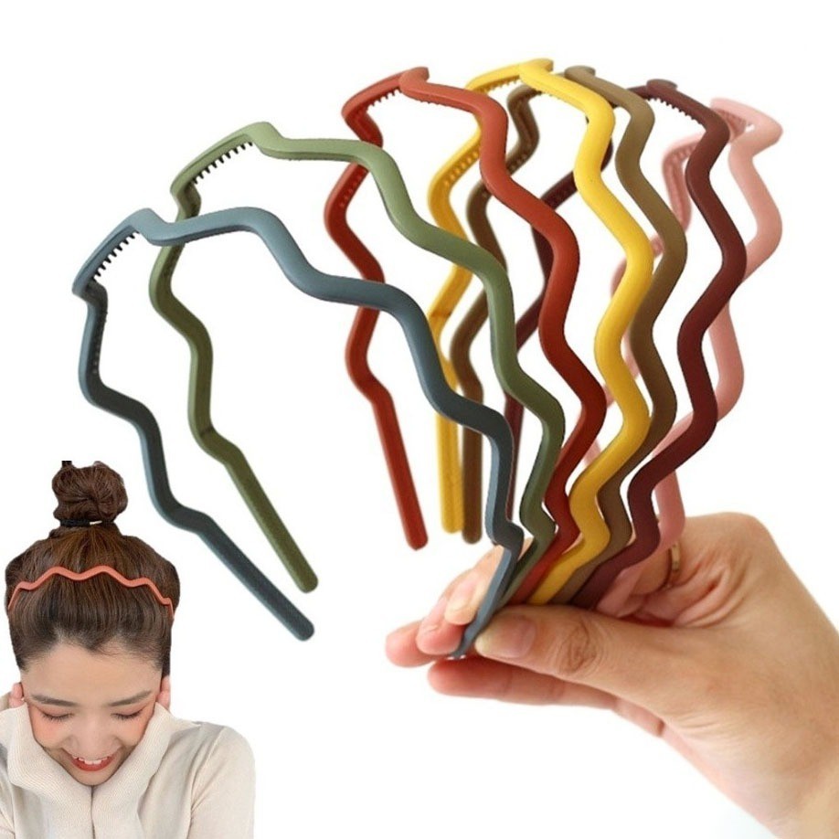 Bando Bandana Scrunchie Scrunchy Doff Gelombang Matte Wanita Cewek Korea Korean Style Motif Zigzag B