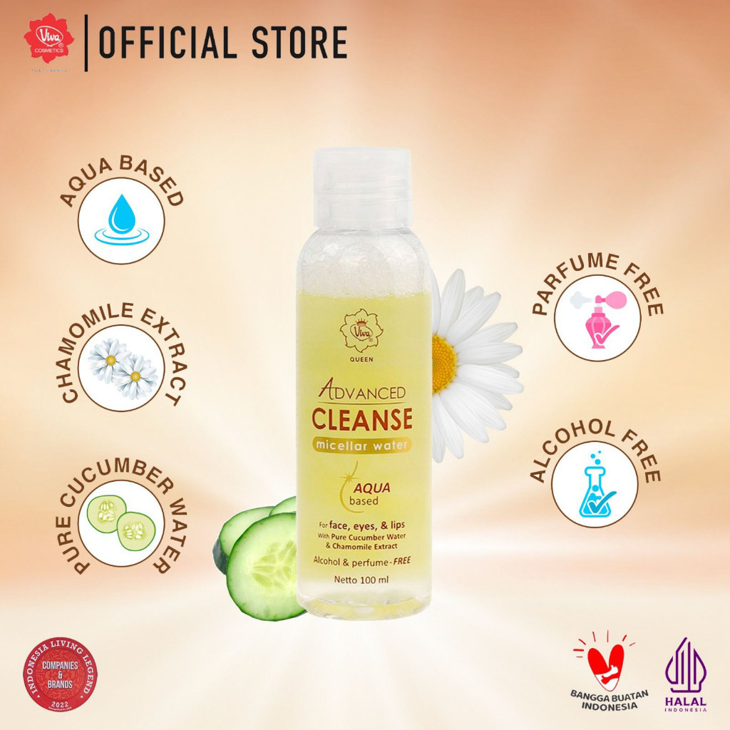 Viva Queen Advanced Cleanse Micellar Water with Cucumber Water & Extract Chamomile (NO ALCOHOL & NO 