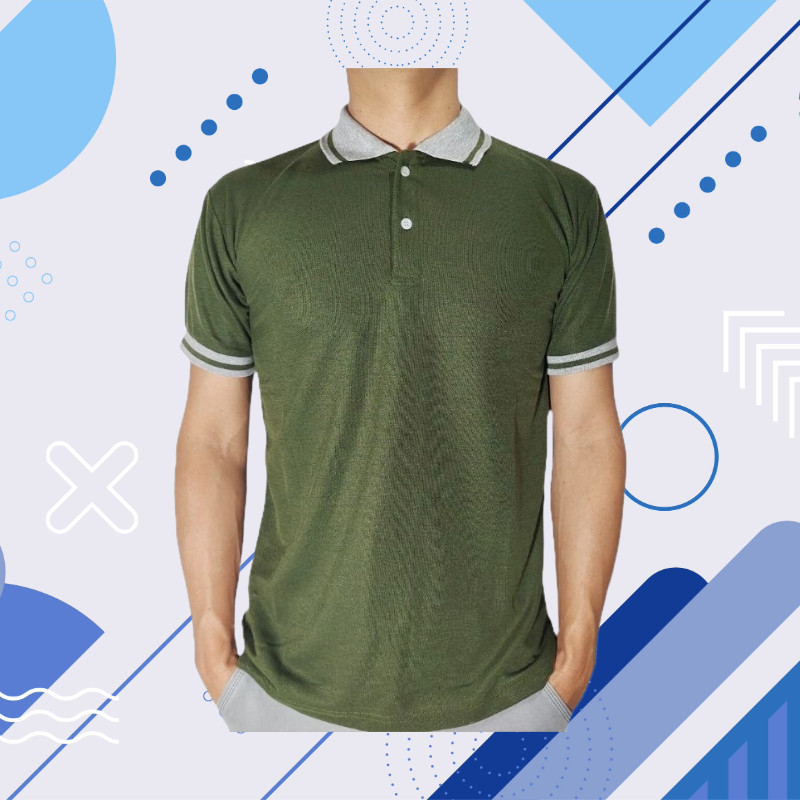 KAOS POLO SHIRT LENGAN PENDEK KERAH KOMBINASI BAJU PRIA WANITA POLOS WARNA L HITAM PUTIH COKLAT KUNI