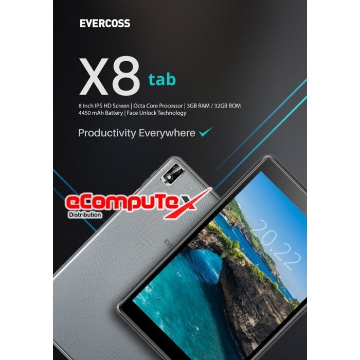 TABLET EVERCOSS E TAB X8 - 4G LTE 3/32GB 13MP/8MP - TKDN RESMI