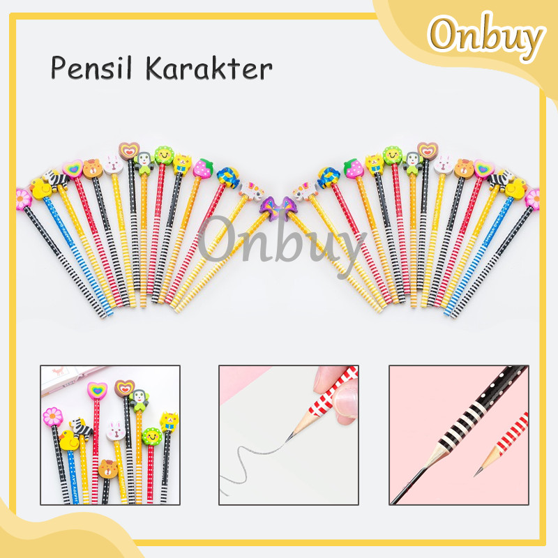 

pensil karakter / Pensil Karakter Kartun Lucu / Pensil Karakter + Penghapus Pensil Lucu Fancy Pensil Unik Karakter Souvenir