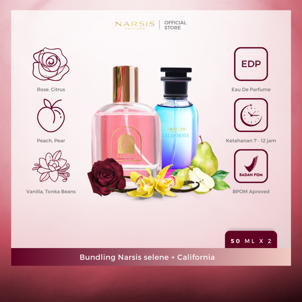 [BUNDLING PACKAGE] Parfum Pria Wanita Tahan Lama Original ( NARSIS Selene + Narsis California )