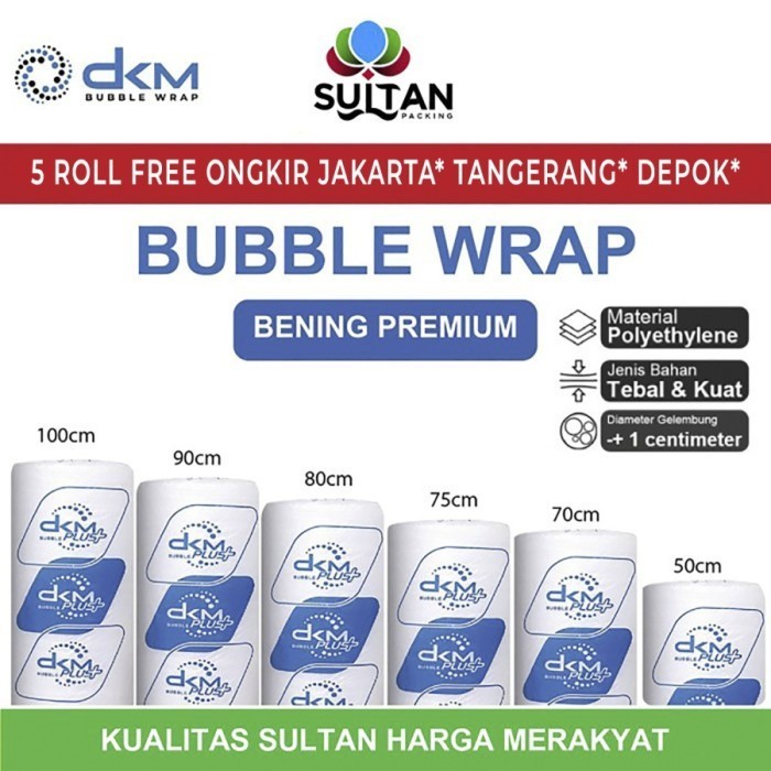 

Plastik Bubble Wrap 30cm x 50m DKM Plus ROLL - Bening Ekonomis, 20cm x 50m