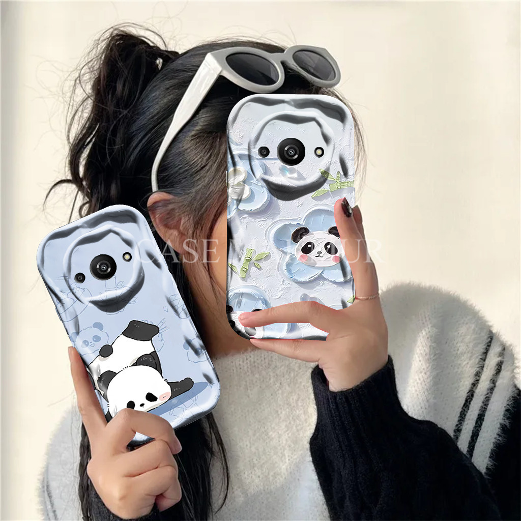 Softcase Motif P4nda Untuk Xiaomi Redmi A3 2024 Cassing Gelombang Custom Case Softcase