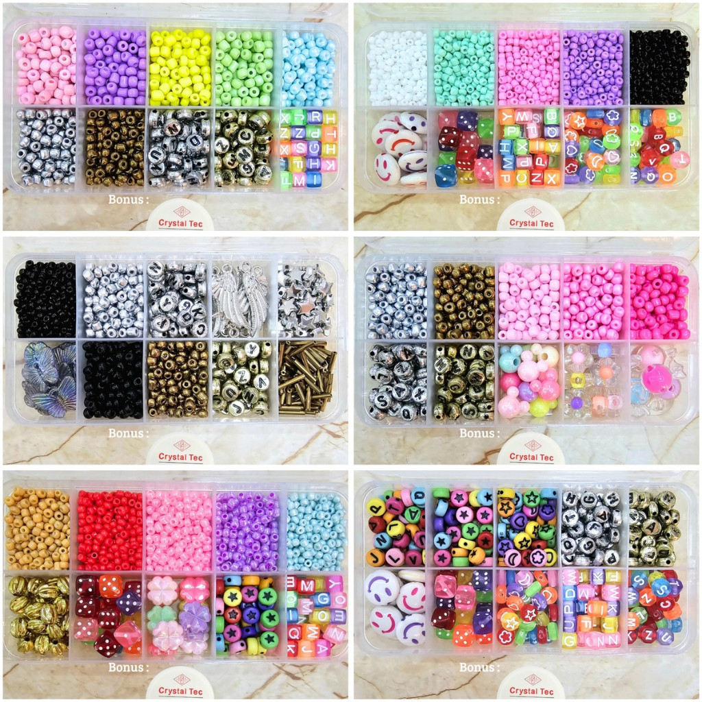 DIY Manik Manik Set Aesthetic - 1 Set DIY Manik Manik - Manik Manik 1 Set Kotak Lengkap  BONUS TALI 