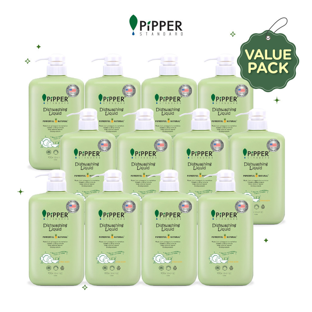 PiPPER Dish Washing Liquid Citrus Scent Value Pack 12x 900 ml