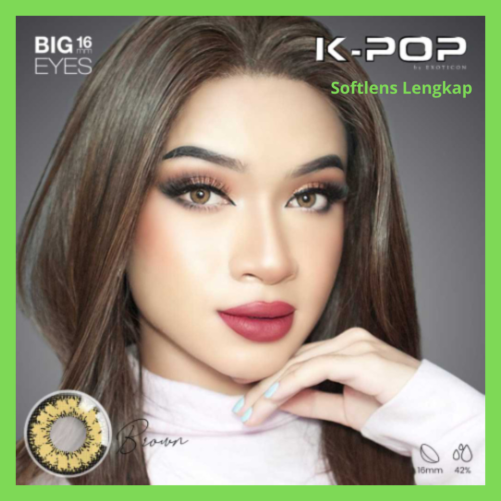 Softlens X2 Kpop Brown Normal dan Minus + Lenscase / Softlens Kpop Minus / Softlens Minus Lengkap