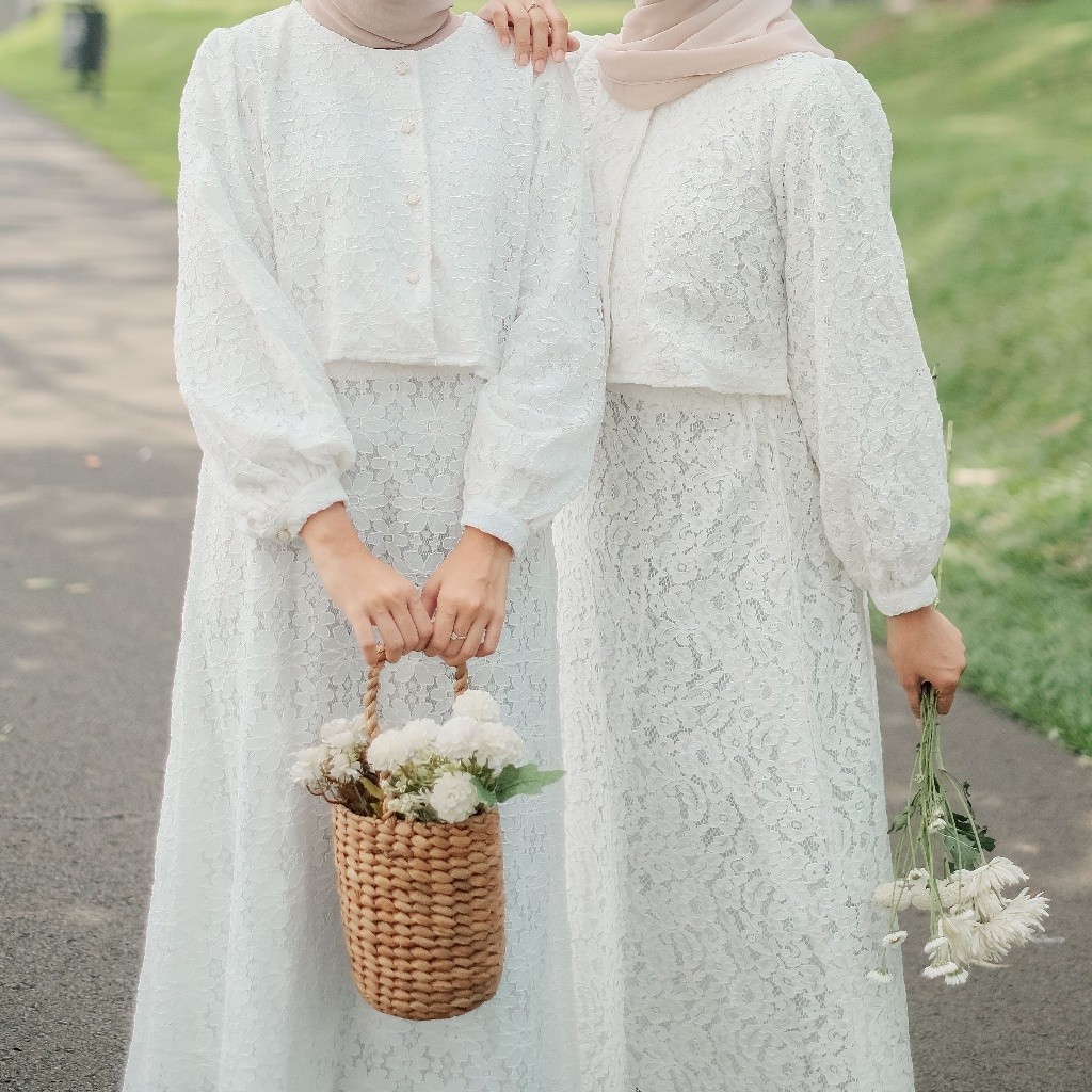 One Set Dress Gamis dengan Rok Span - Setelan Muslimah Elegan
