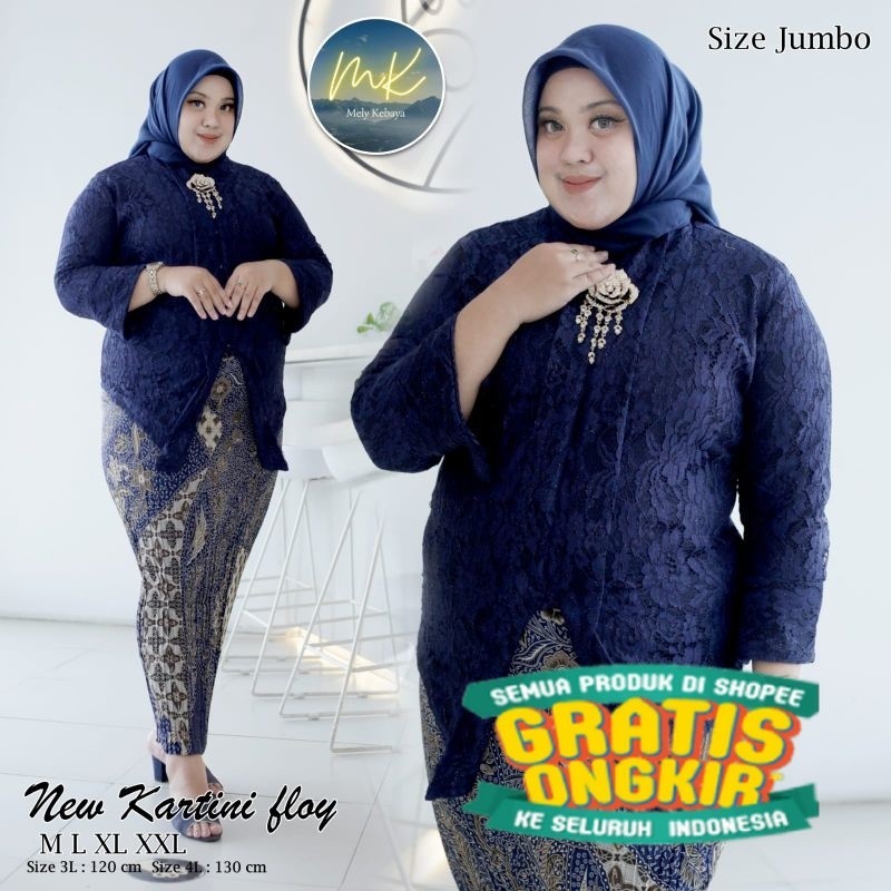 IndahKebaya | SETELAN KEBAYA FLOY JUMBO LD 140 130 CM / KEBAYA BIG SIZE JUMBO BUSUI FRIENDLY / ROK P