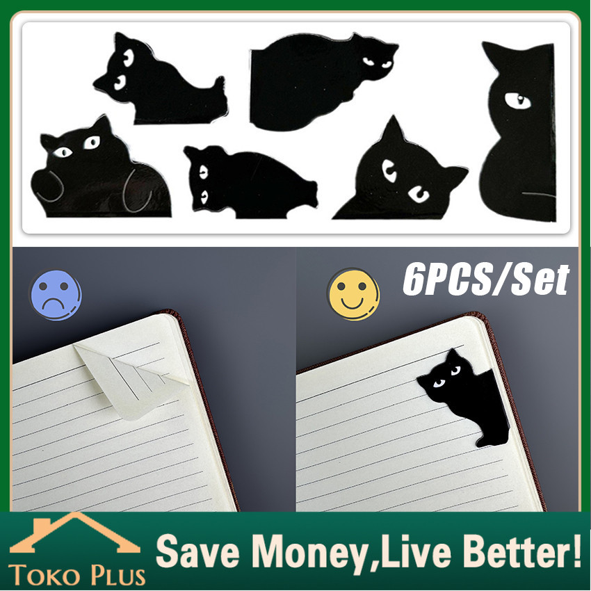 

6Pcs Penanda Buku Magnet Lucu Motif Black Cat Karakter Lucu Book and The Markies Magnetic Bookmark