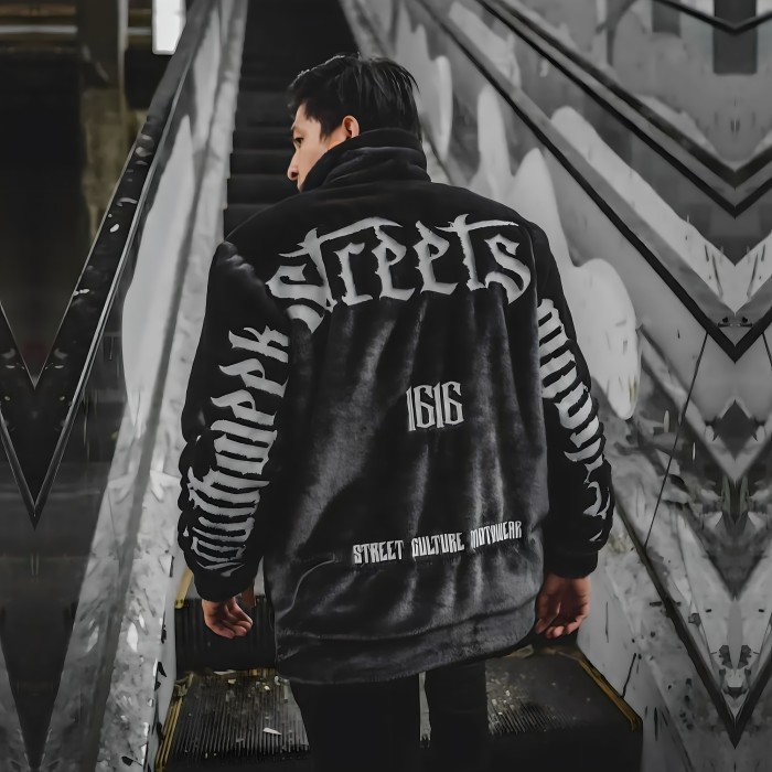 DISKON- Southweek Sherpa Jacket Streets Black | Jaket Sherpa - L