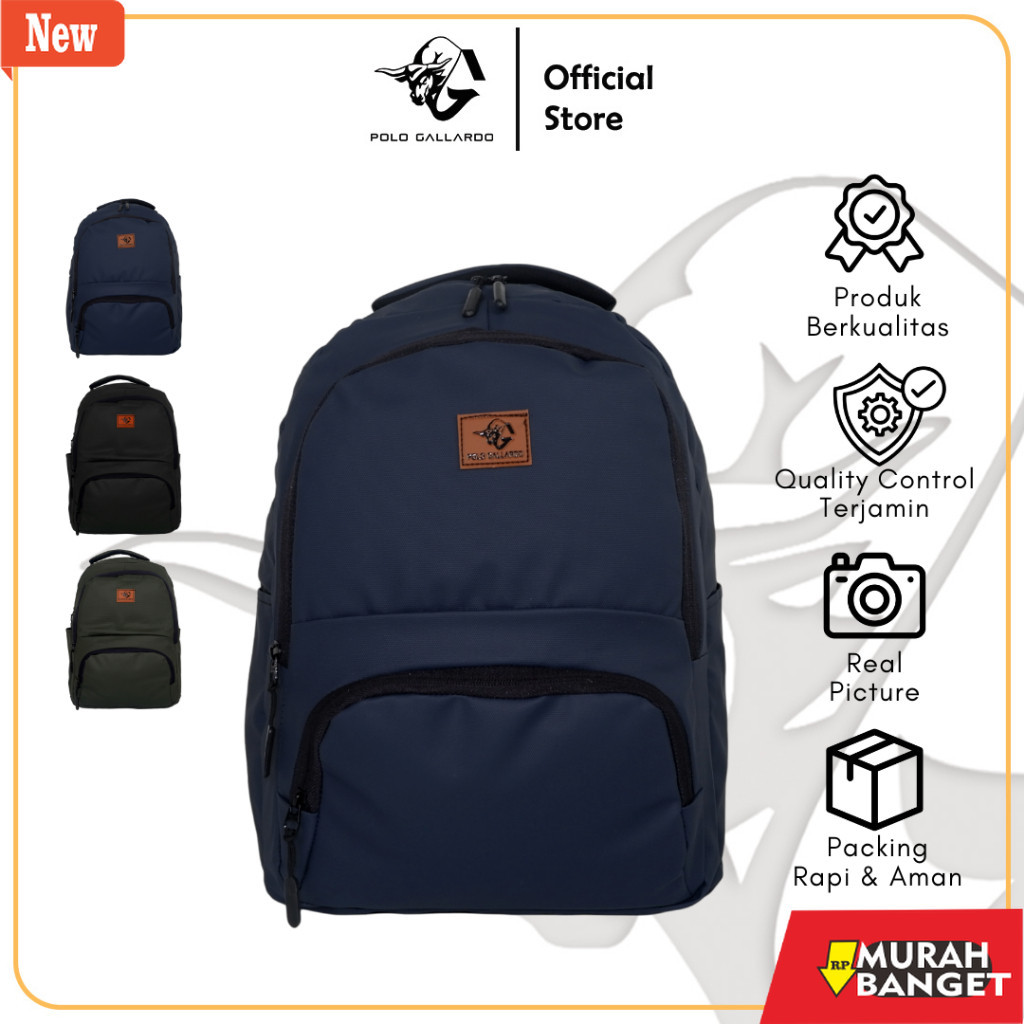 Tas Ransel pria kekinian Polo Gallardo Tas Ransel Sekolah Pria Wanita Backpack Laptop Waterproof Kap