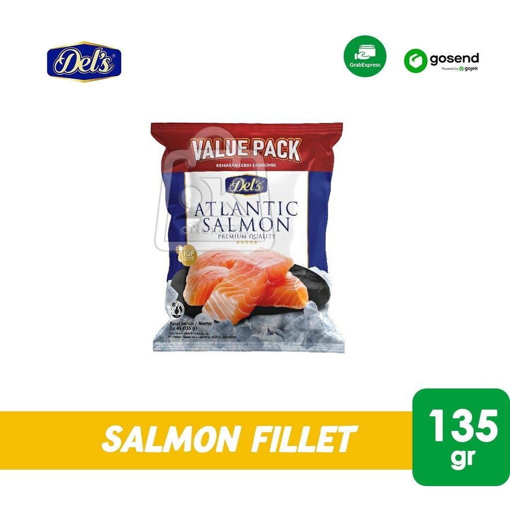

Salmon Fillet Atlantic Del's Frozen Salmon isi 3 x 45g (KHUSUS INSTANT)