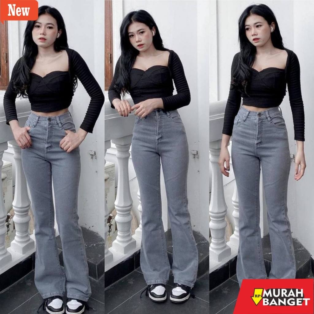 Denim Panjang Wanita Celana Jeans Wanita Celana Cutbray Highwaist Jeans Cutbray Stetch melar Kekinia