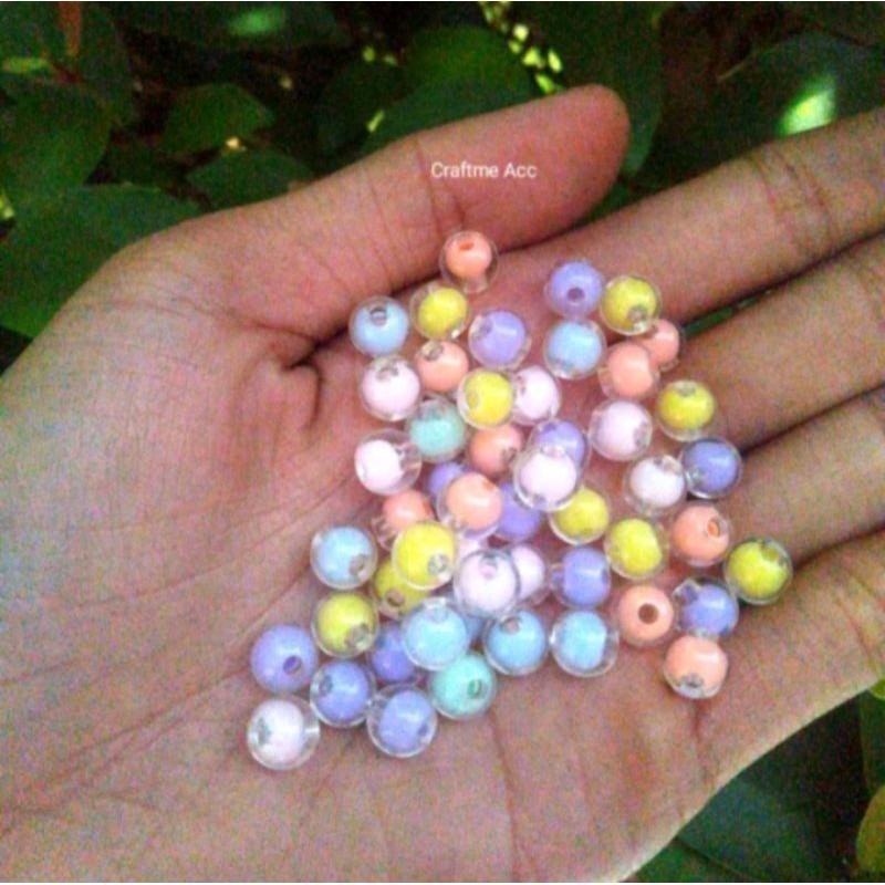 HIASAN MANIK MANIK PERMATA 100PCS - Manik Manik Akrilik Bening | Manik Kristal Bulat Transparan Mura