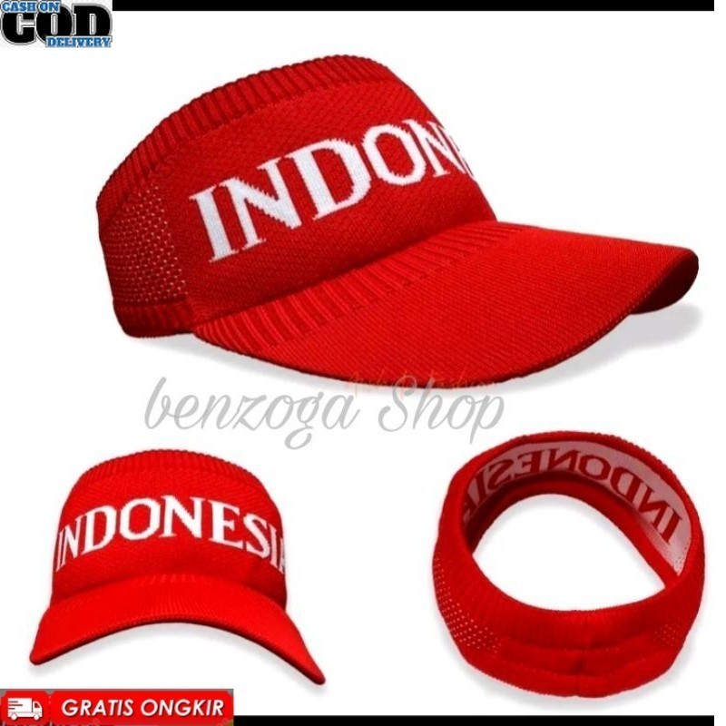 Topi Senam Merah Putih Kemerdekaan Indonesia Olahraga Wanita Dewasa