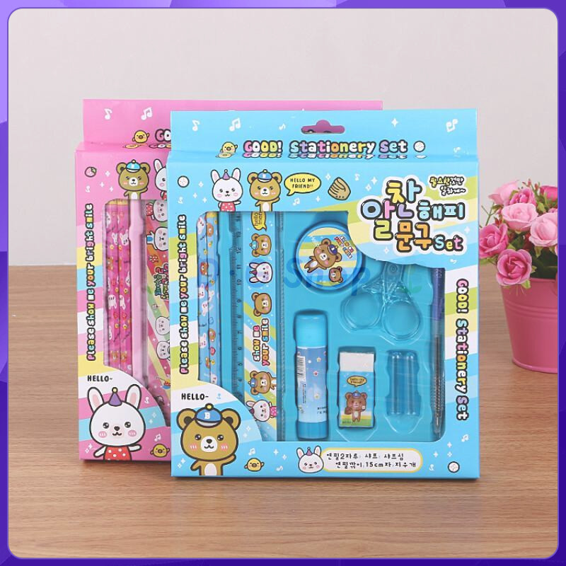 

D·GShop ⭐SET ATK LUCU PENGGARIS PENSIL PENGHAPUS RAUTAN GUNTING PLASTIK GIFT SET