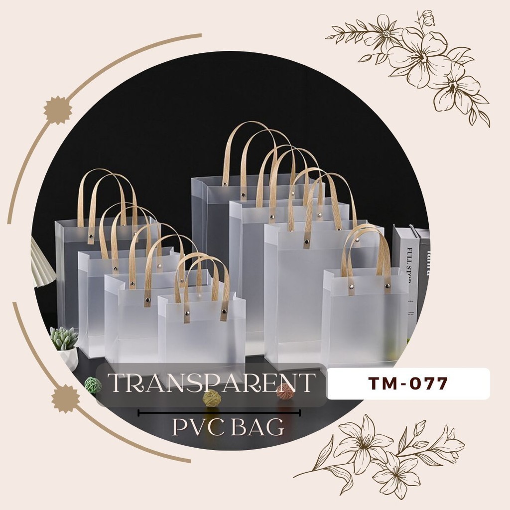

TM077 – PAPERBAG MIKA TRANSPARENT BENING TAS TOTEBAG POLOS SOUVENIR GOODIE BAG HAMPERS WATERPROOF