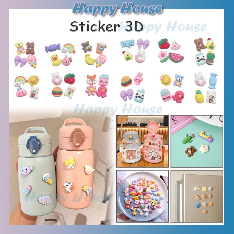 

Sticker 3D Isi 4 Timbul Botol / Resin Clay / 3D STICKER Botol Minum Karakter