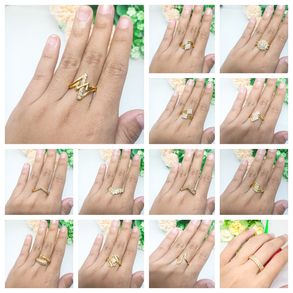 Cincin Grosir Dubai India Jewelry Berlapis Emas 24k Gold Zirkon Wanita Emas Muda Anti Karat Asli Ema