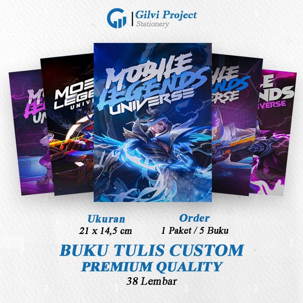 

Buku Tulis Sekolah Custom Tema MOBILE LEGEND UNIVERSAL Bergaris 38 Lembar 1 Pak Isi 5 Buku/ Buku Tulis Anime/ Buku Aesthetic/ Buku Catatan paper stationery
