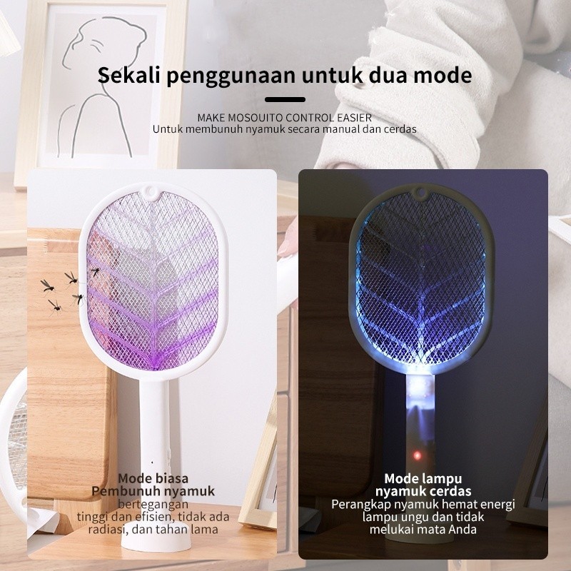 TERBARU Raket Nyamuk Elektrik LED 2in1 Tahan Lama Murah Awet Charger Usb  / Raket Nyamuk Listrik  Mu