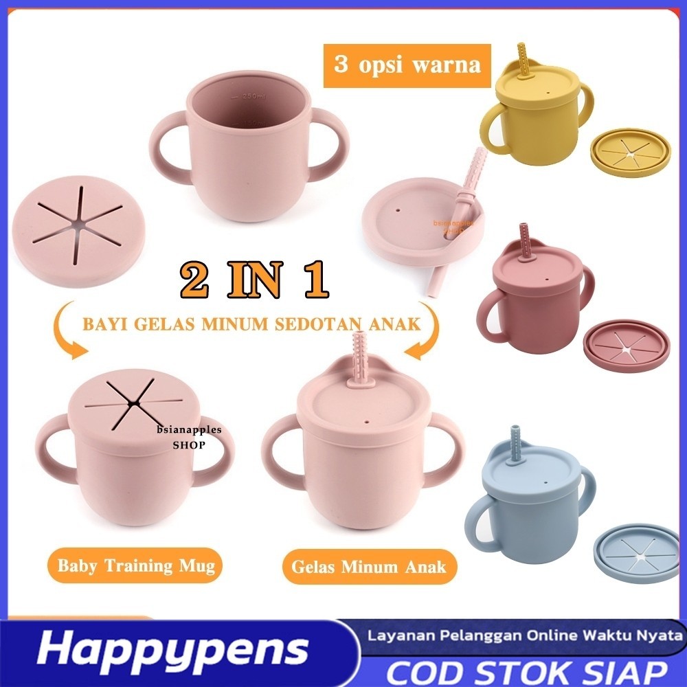 Gelas Minum Anak Gelas Silicon Bayi Bayi Belajar Minum Baby Training Mug Training Cup Bayi Anti Tump