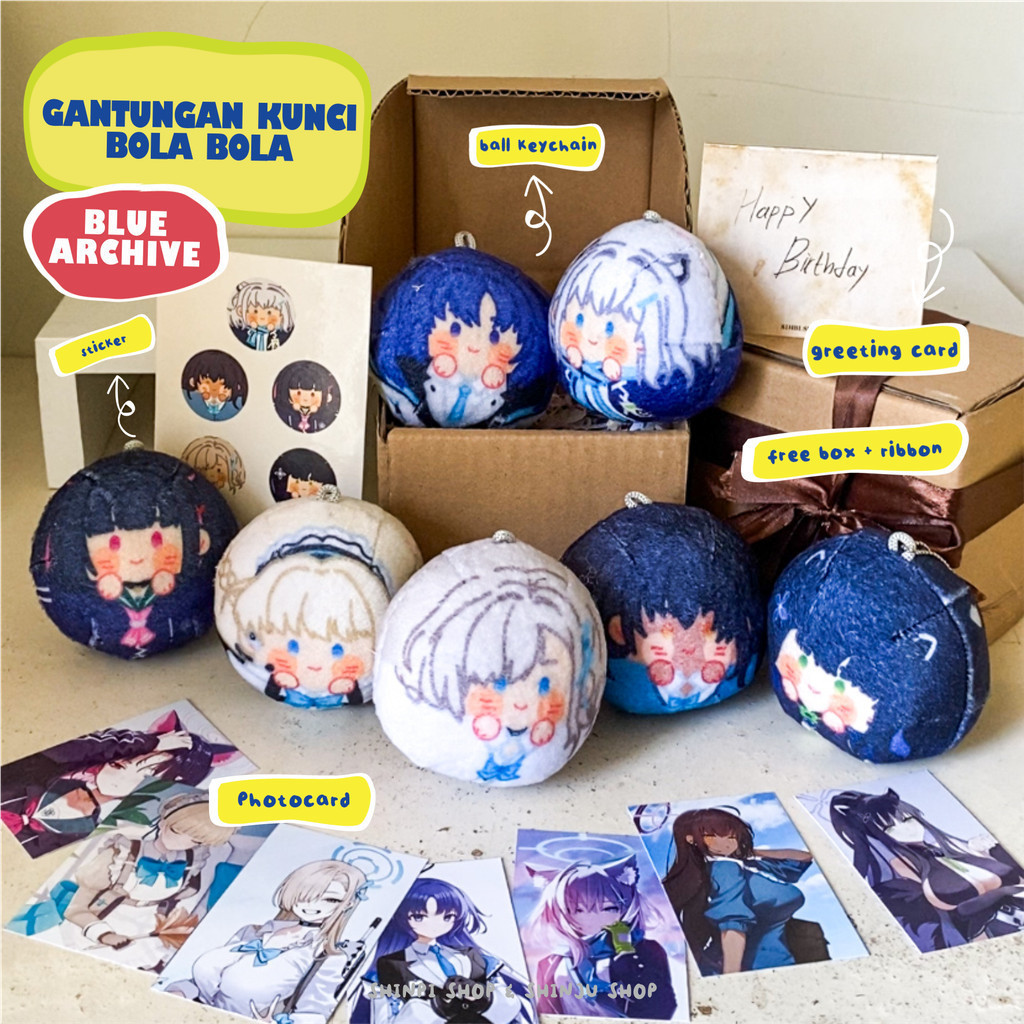 Hampers Gantungan Bola Blue Archive Boneka Anime Wibu Cosplayer Keychain Gantungan Tas Sekolah Akses