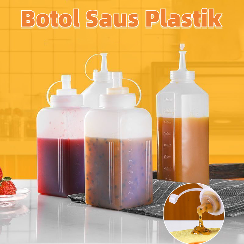 1000/800ML Botol Saus Plastik / Botol Sauce Mayonnaise Kecap Cuka / Kecap Dengan Angka Garis Putih R