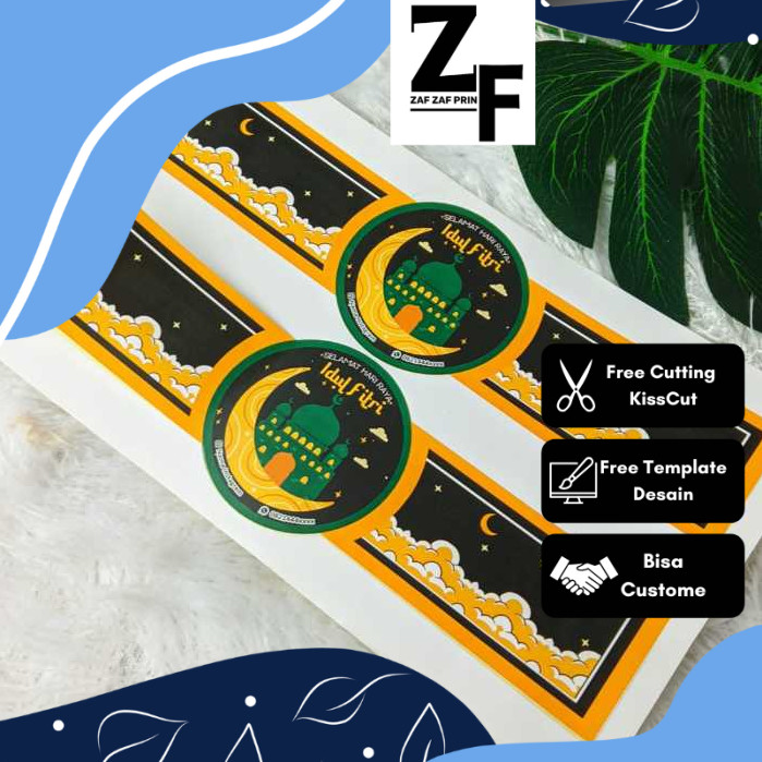 

ZAF Cetak Sticker Segel Bentuk Jam Tangan Idul Fitri Stiker Label Lebaran Ramadhan Custom