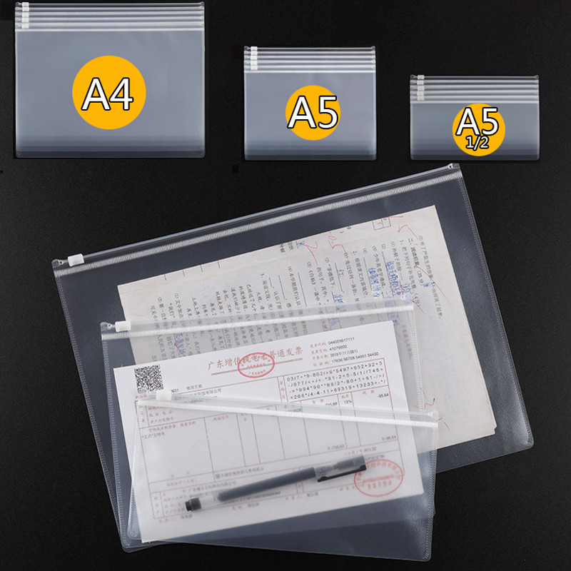 

10pcs A4 A5 Clear Document Bag File Pocket Folder Zipper Transparent Durable Stationery Organizer Pouch School Office Supplies
