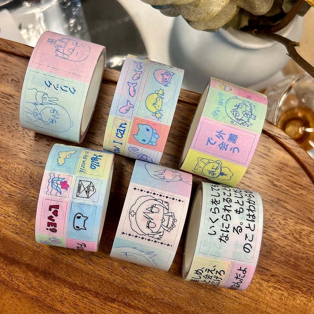 

Kawaii Shiny PET Characters Washi Tape Deco Stickers for Scrapbooking Masking Tape For Arts Diy Crafts Journal Planner
