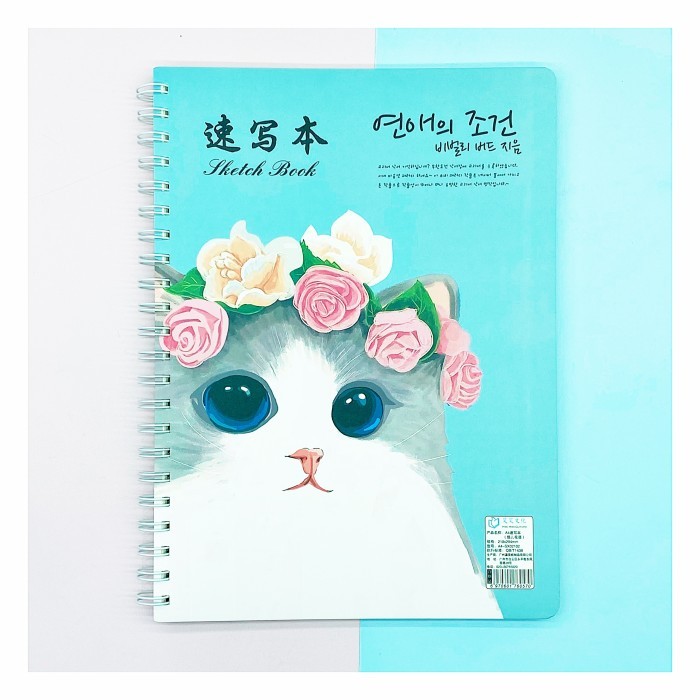 

sketchbook a4 spiral fairy cat hijau tosca