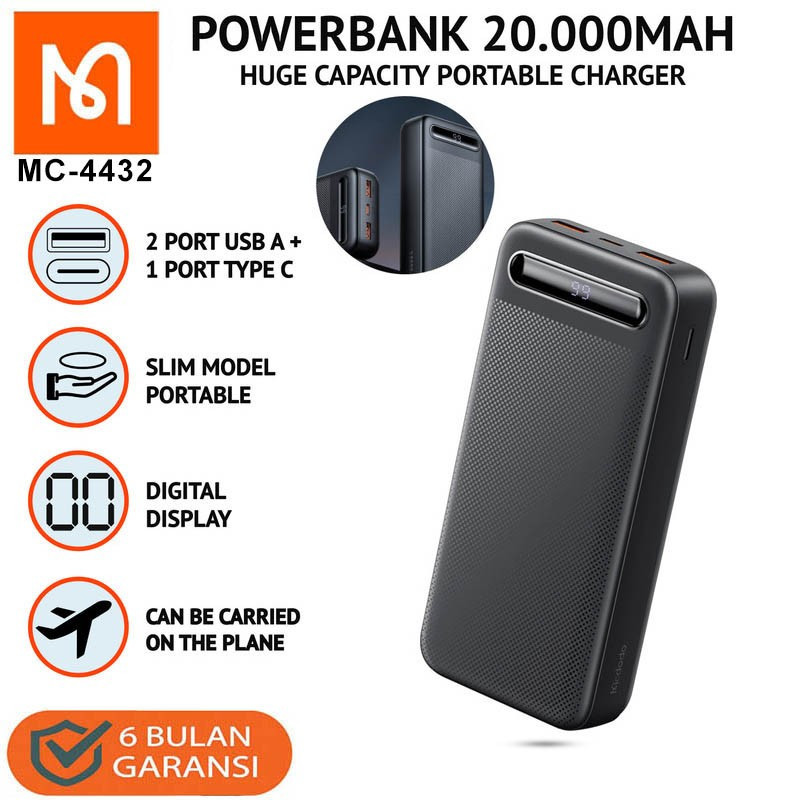 POWERBANK MCDODO MC-4432 10.5W 20000mAh Dual Port USB-A Fast Charge Power Bank / MC 4432