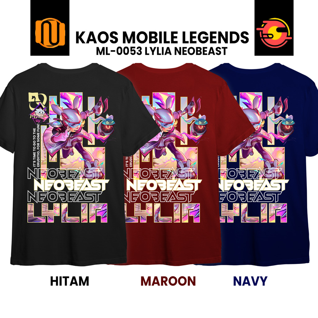 Nuhifa Store Kaos LYLIA NEO BEAST Skin Mobile Legeds MLBB Lengan Pendek Hitam  Distro Pria Wanita
