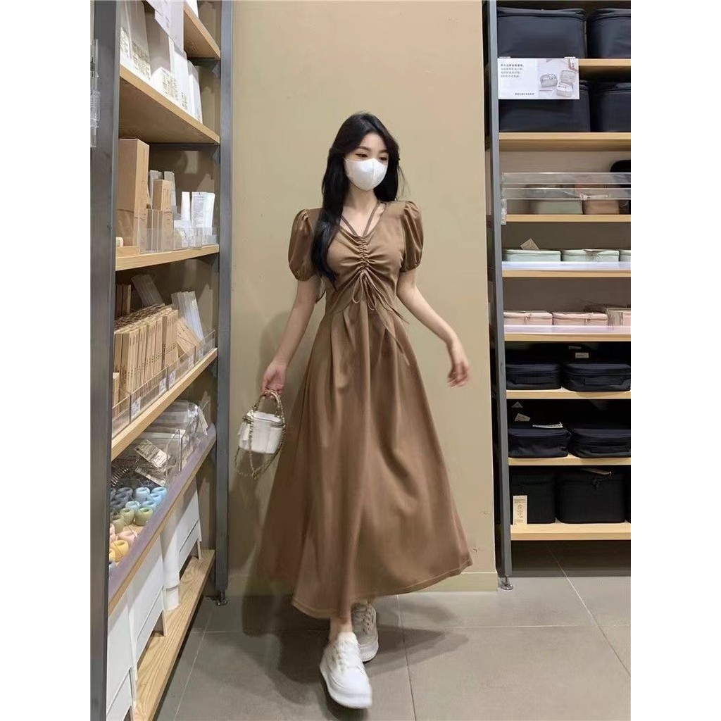 Gaun Hitam dress korea casual Mewah CASUAL DRESS dress korea casual dress korea K006