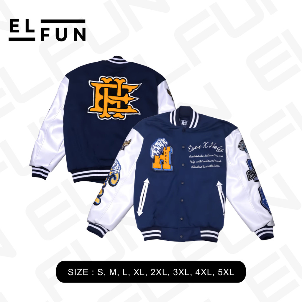 Jaket evos holy varsity terbaru tahun 2025 alterego echo onic evos over size s m l xl 2xl 3xl jaket 