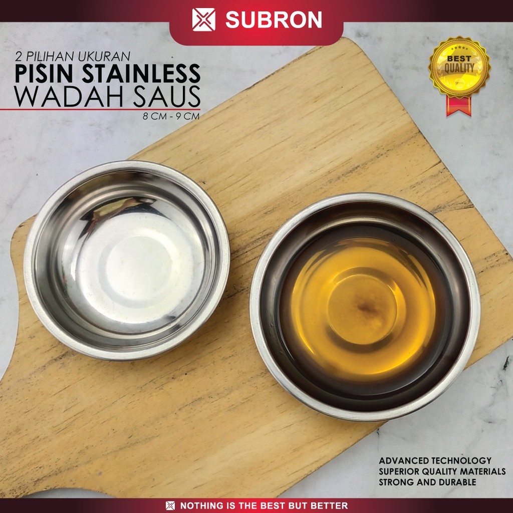 SUBRON Pisin Piring KECIL Tempat Wadah Saos Sambal Bumbu Kecap Stainless Steel Ukuran Mini