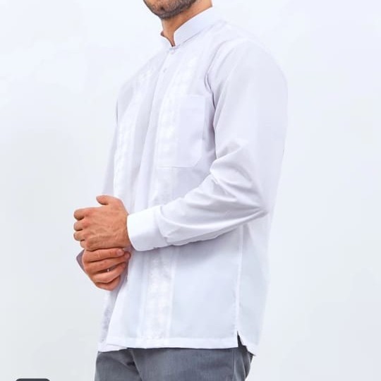 Kemeja Alisan Putih Sanghai / Koko Bordir Lengan Panjang Reguler Fit - KOKO PUTIH, 16 ( XL )
